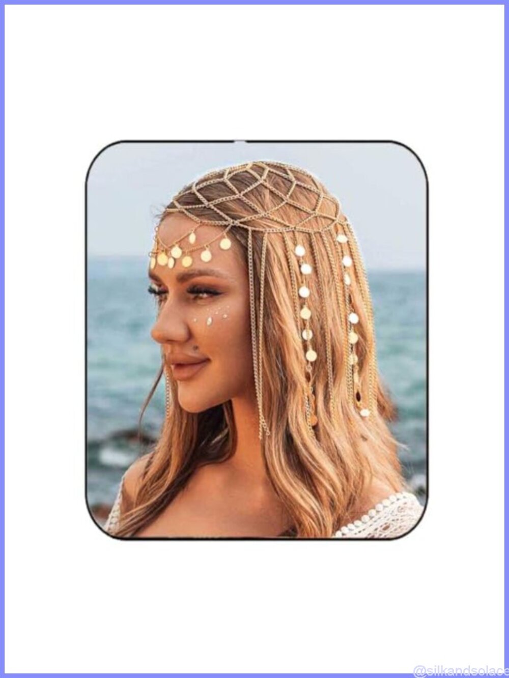 Gold Sequins Tassel Head Chain Festival Hair Jewelry Costume Headpiece